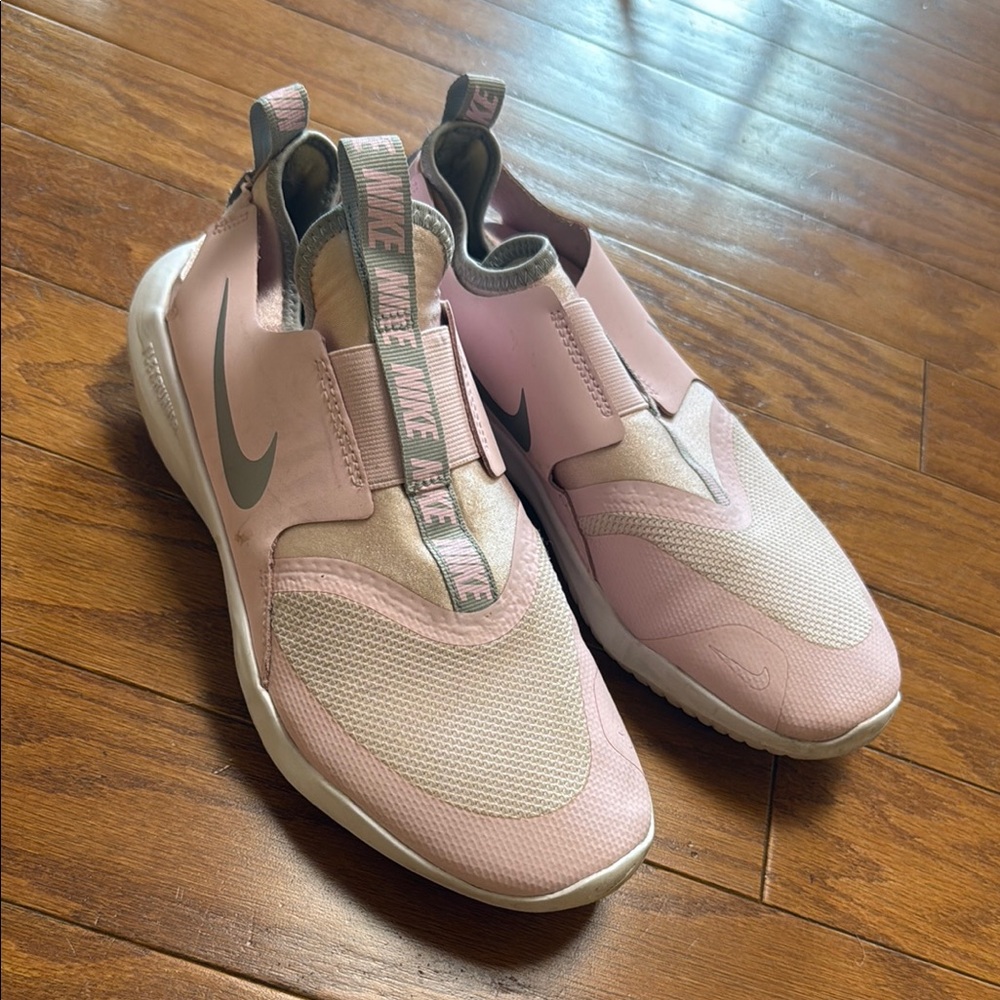 Nike Pink and Cream Slip-On Sneakers with Zip Closure
